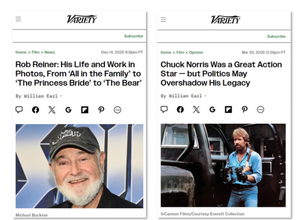 DRIVE-BY MEDIA: Unhinged political lunatic versus relatively normal apolitical celebrity.