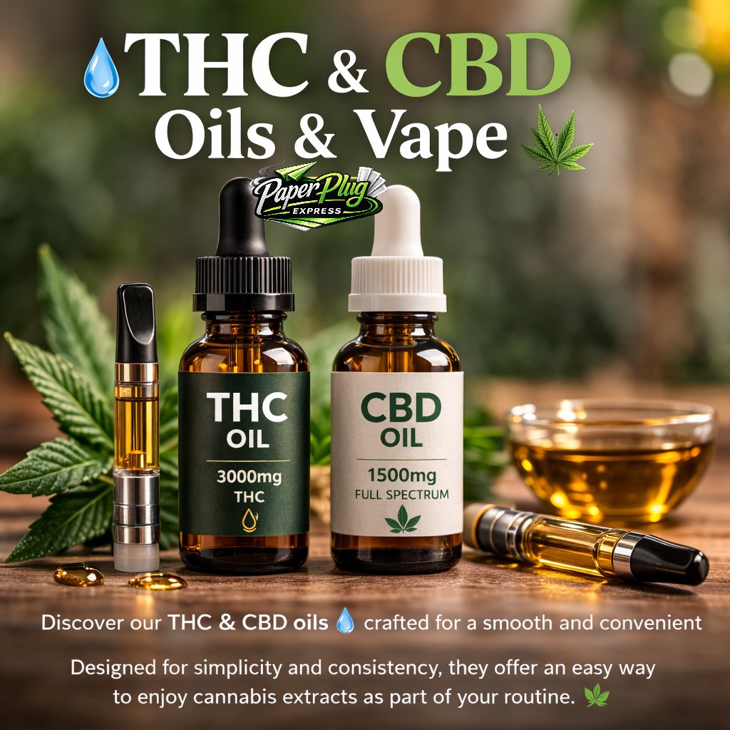 PaperPlugExpres's tweet image. Relax, unwind &amp;amp; elevate 🌿✨
CBD &amp;amp; THC oils  — support calm 😌, better sleep 😴, pain relief 💪 &amp;amp; mood balance 😊
THC carts for smooth, convenient sessions 🔋💨
#CBDOil #THCOil #THCCarts #Wellness #NaturalRelief
paperplugexpress.com
@PaperPlugExpres