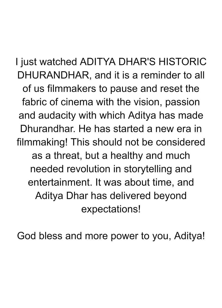 #RakeshRoshan Wishes Aditya Dhar and Team for #Dhurandhar2‌ Success