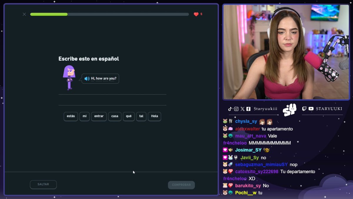 Padilla_Sy's tweet photo. Entretenido stream de @staryuukiii 
✨Hubo charlas 
✨Cartas de streamloots
✨Duolingo 
✨ASMR relajante 😴

Linda noche ❤️ https://t.co/hf8Z12Mu1W