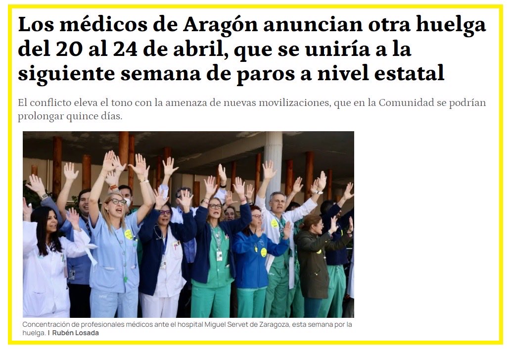“ante la falta de interés en arreglar los problemas en la Comunidad” del consejero de Sanidad en funciones, José Luis Bancalero. La previsión es que presenten la convocatoria de esta huelga la próxima semana. 
heraldo.es/noticias/arago…