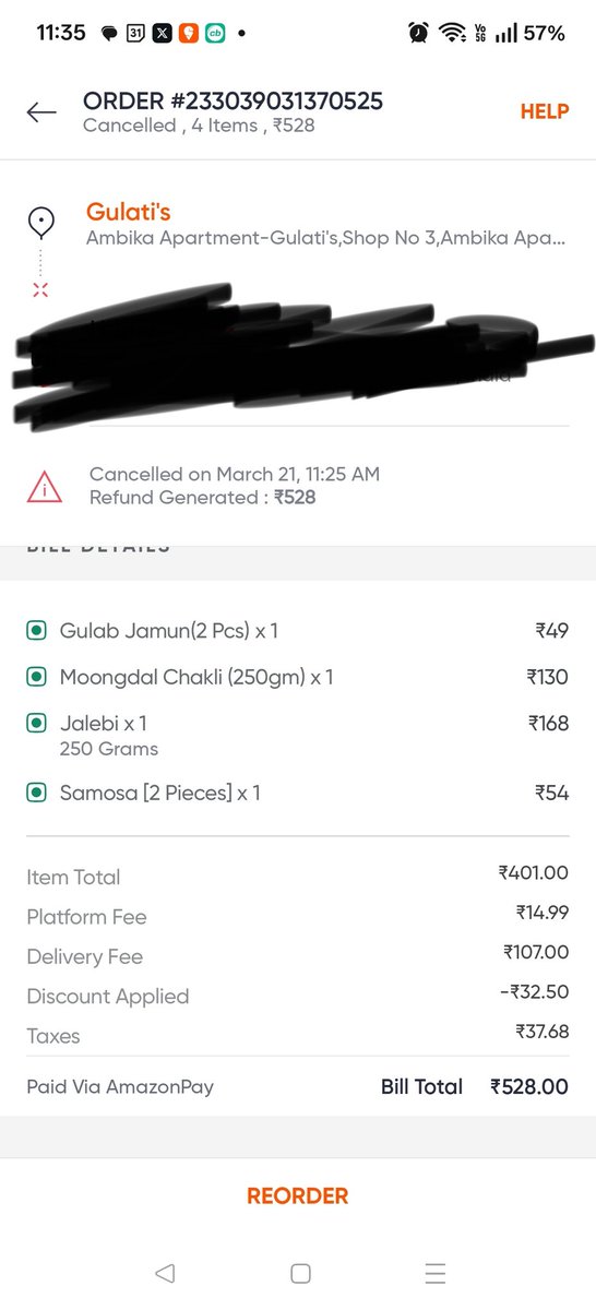 ayushi_sa's tweet photo. Today the delivery partner calls me about vehicle issues &amp; goes offline &amp; after telling the support team I want replacement as I waited for 45 mins you cancelled my order. Moreover when I placed the same order again u charged higher delivery fees? What sort of cheating is this? https://t.co/RVXVRsLfxt