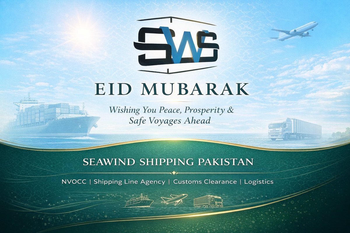 SeaWindPK's tweet photo. Eid Mubarak! 🌙
On this joyous occasion, we extend our warmest wishes to our valued clients and partners around the world.
May your days be filled with happiness, growth, and success.
– SEAWIND SHIPPING PAKISTAN
#EidGreeting #Seawind #ShippingLine #EidVibes #Cargo https://t.co/q3xA5tWhyZ