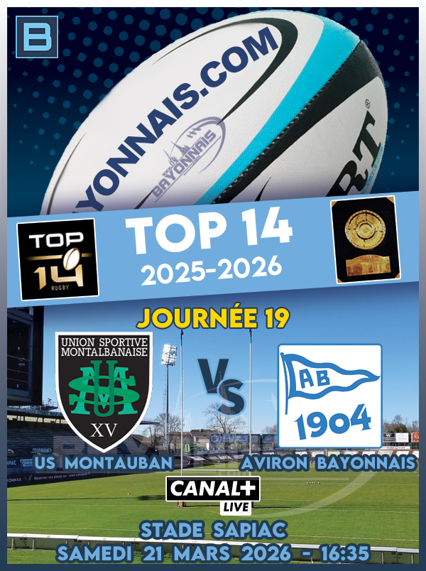 bayonnais_com's tweet photo. US Montauban - AB     🙂 🔵⚪️ La Fiche du Match  :    https://t.co/3y9bUgunXK https://t.co/b9oNRi4dge