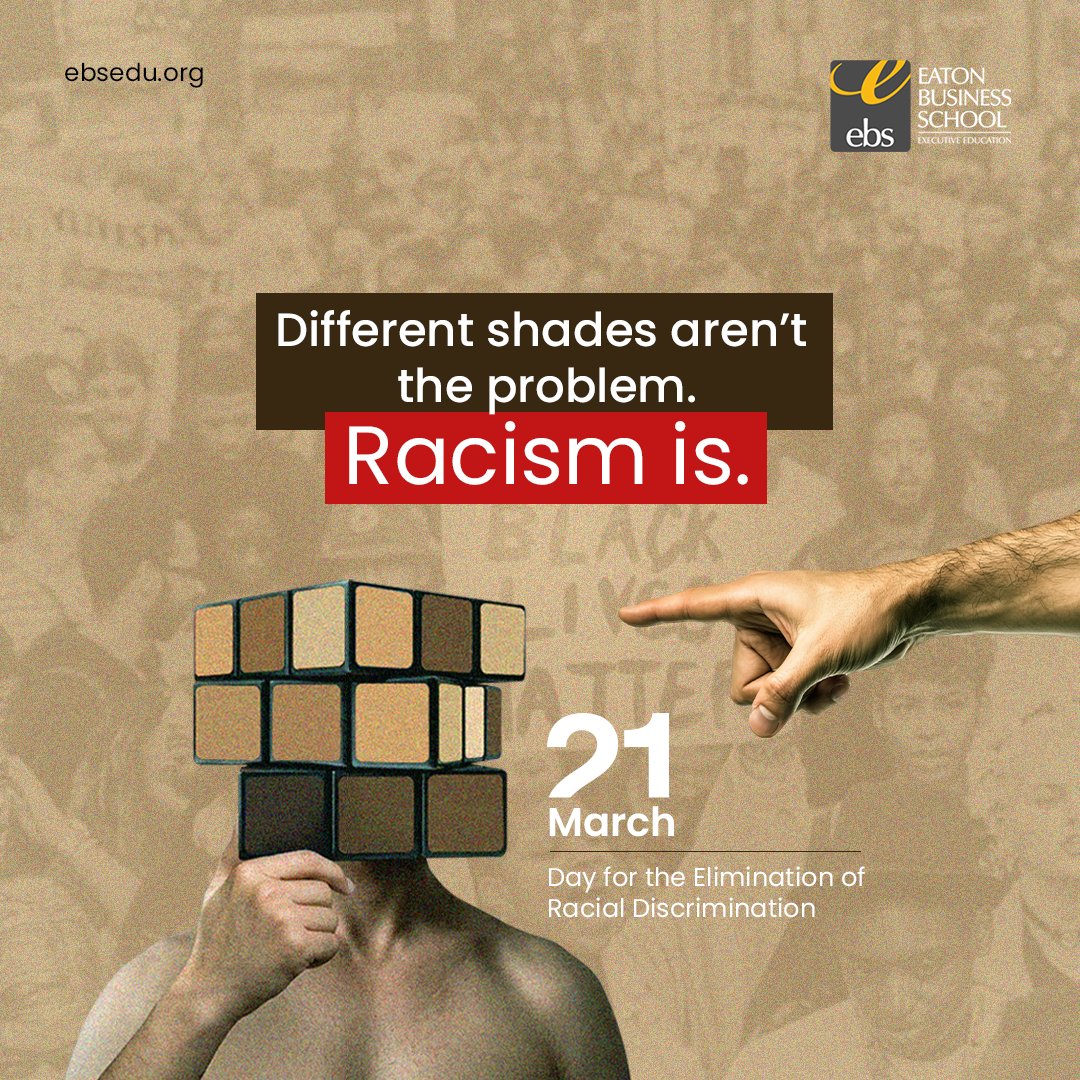 EatonBizSchool's tweet image. Our differences tell our stories, but equality defines our humanity.

21 March marks the International Day for the Elimination of Racial Discrimination, reminding us to stand for equality, inclusion, &amp;amp; respect for all.

Website: tinyurl.com/yjjmvfa2

#EBS #EatonBusinessSchool
