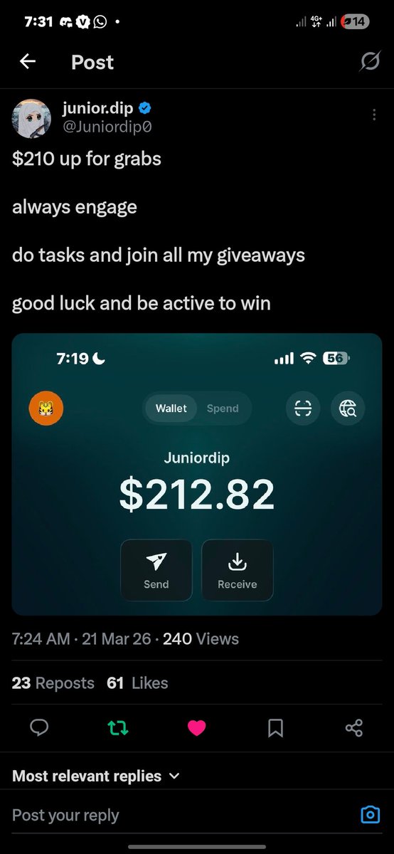 KRYPTOKING01's tweet photo. @Juniordip0 Can I get this win?😞🏆
I'll keep engaging sha 🚀
7DxSi9sYStLdzDiyYdqZfibq9fjpyQhqU6Vn3on1fzp1 https://t.co/gwrL4Rcf0b