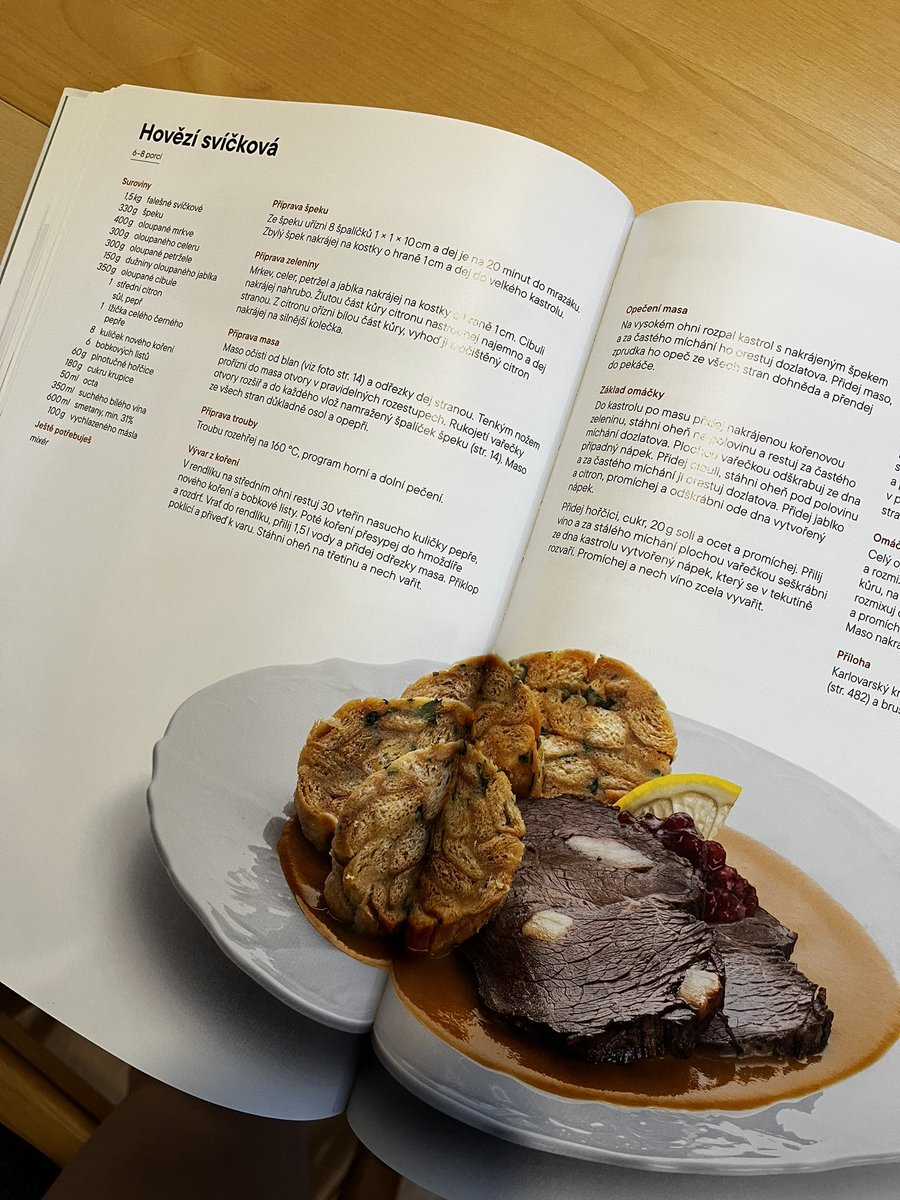 Karon_mononoke's tweet photo. [Hovězí svíčková]

I’m into cooking Czech cuisine at home. 

仕事先のレストランで覚えた料理名で気になったものを自宅で挑戦。
レストランでは調味料を計るなんてしないから、まずはレシピ本で基本の量を覚える。 https://t.co/a2dtJYI09B