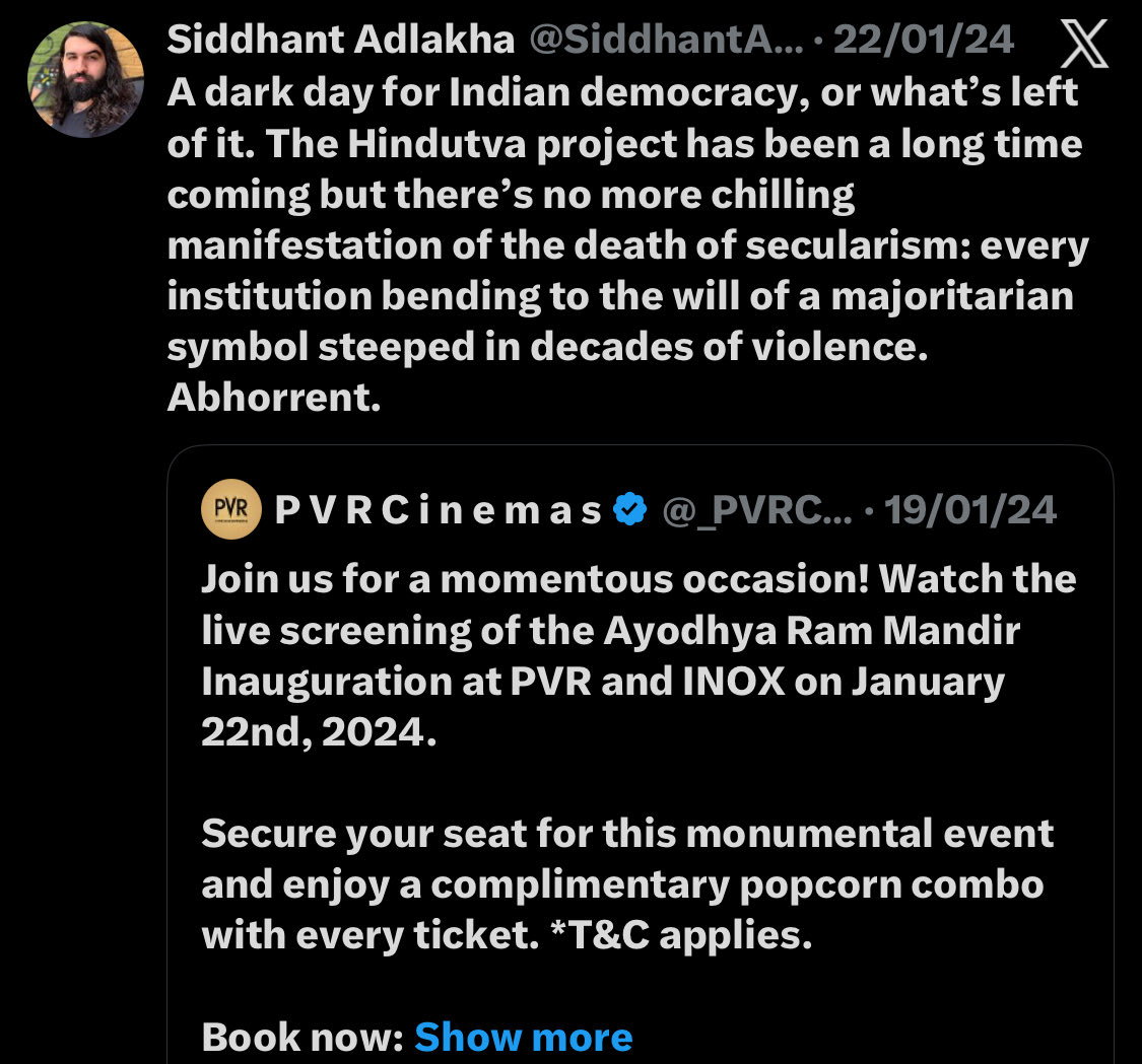 GroFaZ_'s tweet photo. @IGN Article written by Sidhant Adhlakha who thinks Hindus reclaiming their holiest site is death of democracy 

Who would take this fcker seriously 😭🤣🙏 https://t.co/4YWmr9id8g