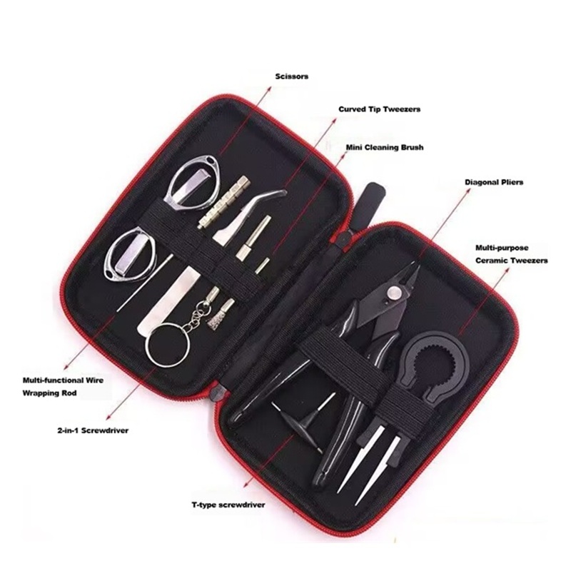 Tool Kit for Coil Building - Cutter + Scissors + Coil Rod+ Tweezers + Screwdriver
2fdeal.com/_p31174.html
Size 105mm*155mm*30mm
Weight 190g