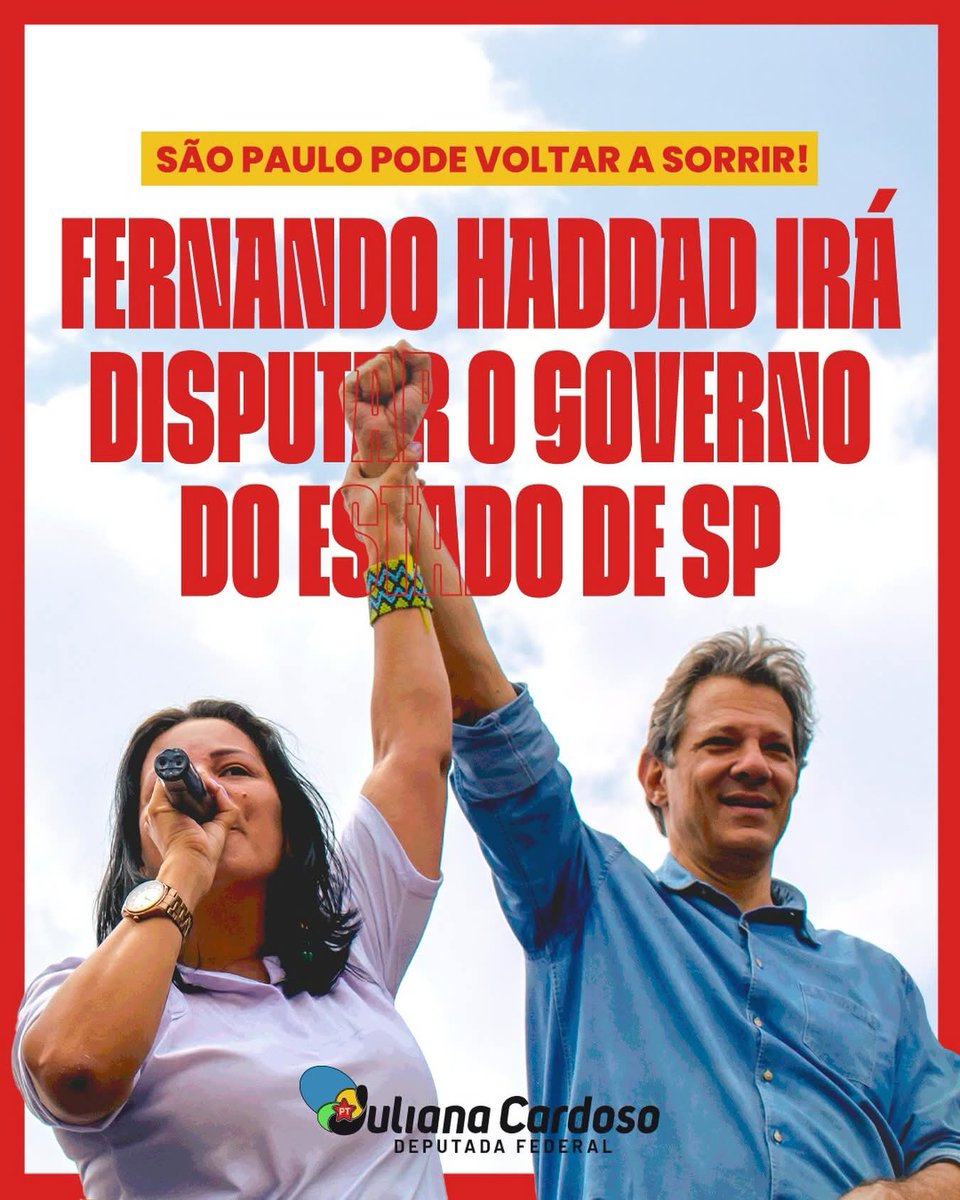 <a href="/CarlosS48442375/">Carlos Santos</a> HADDAD GOVERNADOR DE SÃO PAULO E NO PRIMEIRO TURNO, VAMOS TIRAR ESSE CARIOCA QUE ESTA ACABANDO COM S.P.
