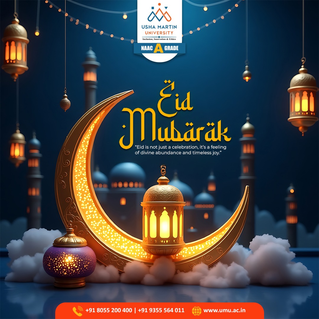 Wishing you joy, success, and endless opportunities ahead. May this Eid bring happiness, prosperity, and new beginnings. Eid Mubarak! 🌙✨
#eidmubarak2026 #eidwishes #eidcelebration #eidspirit #academicexcellence #holisticdevelopment #umuranchi #qualityeducation #bestuniversity