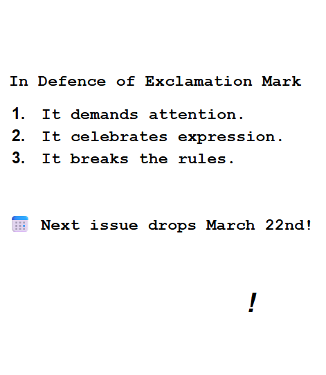 Exclamation Mark Lit - Submissions open! tweet media