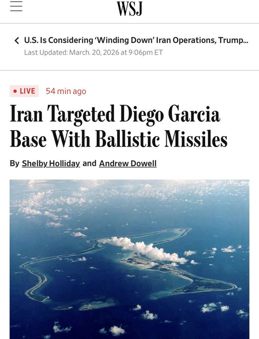 JacquesFrre2's tweet photo. ⚠️#Iran –1/5- 2 missiles balistiques🇮🇷 d’une portée de + 4 000 km ont ciblé la base militaire stratégique🇺🇸🇬🇧 de Diego Garcia dans l’océan Indien
⏬ https://t.co/3s0vP1FHCA
