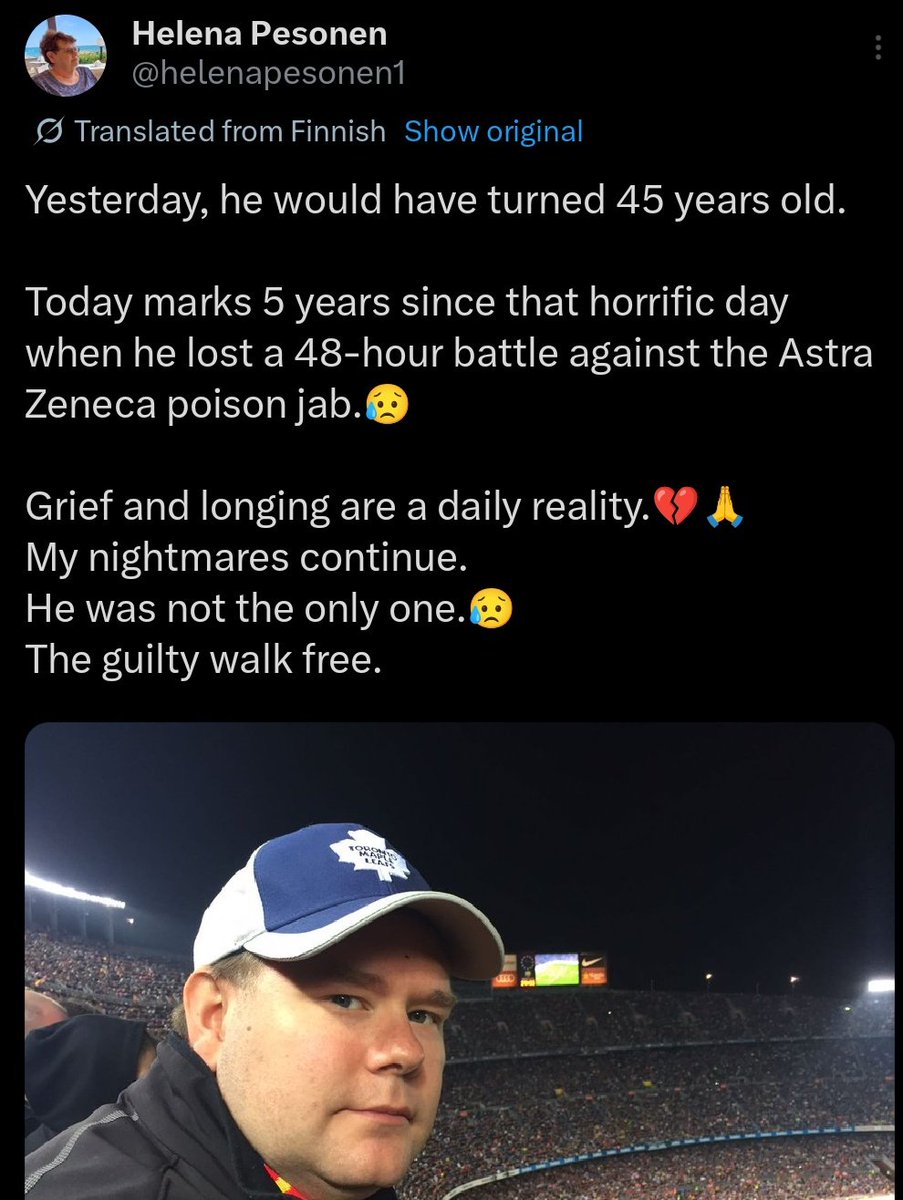 It' s not safe and effective if anyone is killed because of it. Here is the story of one of the Finnish victims #covid #jab