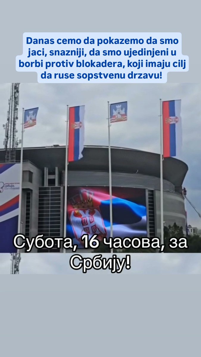 TeodorLuki73865's tweet photo. Danas ce Srbija pokazati da je jaka, snazna i ujedinjena u borbi protiv blokadera, protiv onih koji su placeni da ruse sopstvenu drzavu!
#Srbijadopobede #idemonapred #samojako https://t.co/Eoq92Cn4j3