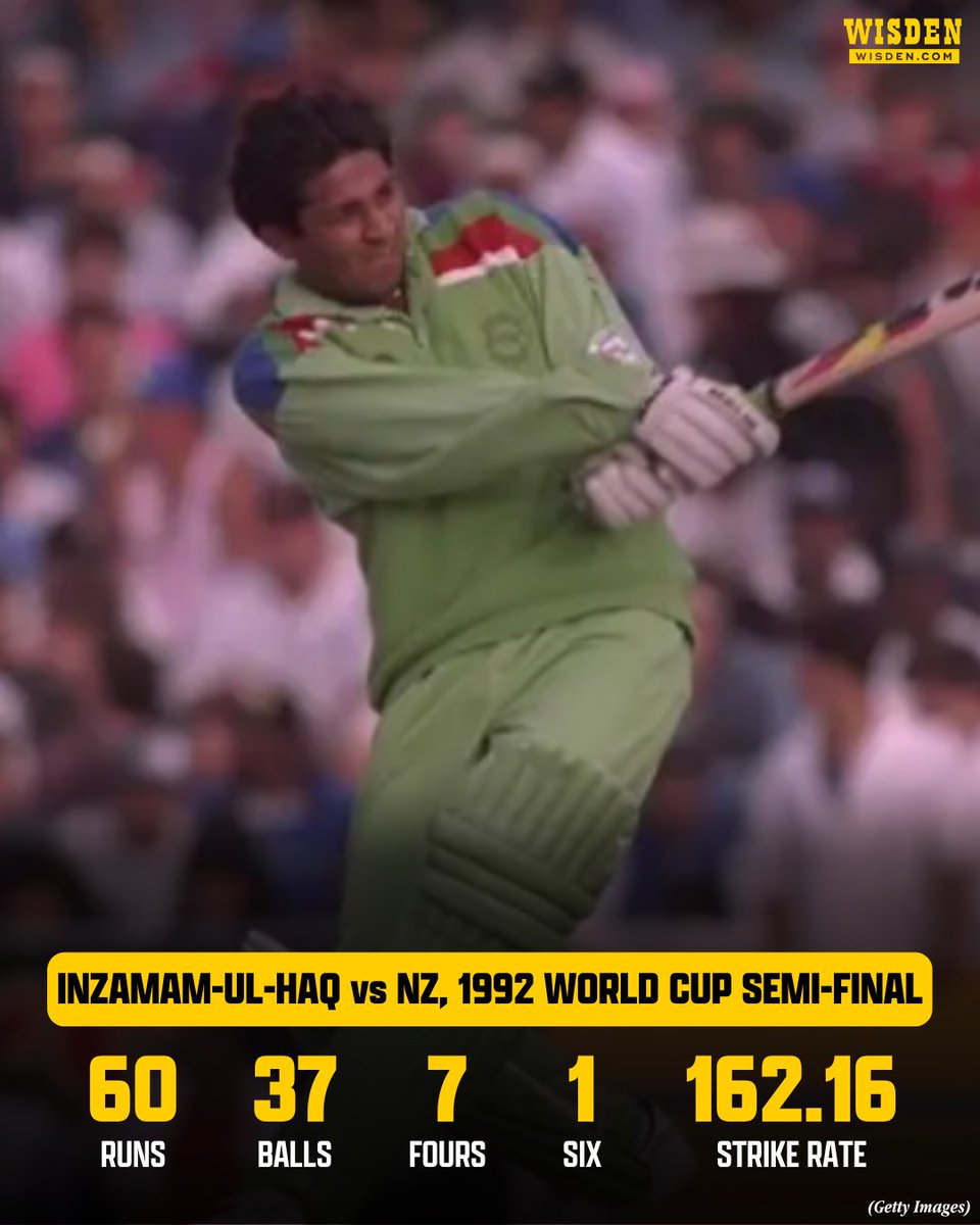 Exactly 34 years ago, Pakistan were 140-4, needing another 124 runs off 95 balls in the 1992 World Cup semi-final when Inzamam-ul-Haq came to the crease.

His whirlwind 60 helped them cross the line with an over to spare, and qualify for the final where they beat England to lift