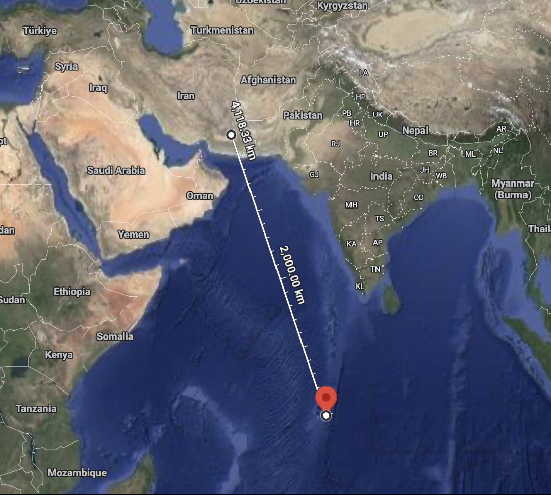 The_Backchannel's tweet photo. After IRIS Dena, the conflict again returns to the Indian Ocean.

Iran targets Diego Garcia with ballistic missiles  after UK approved US to use the base to target Iran

The missiles were intercepted by a US navy destroyer in the Indian Ocean.

This is farther than the previously believed strike range of Iran's ballistic missiles.