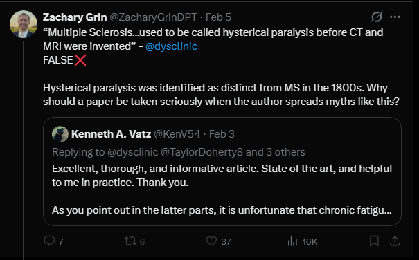 FndNope's tweet image. Oh sure, let’s get deliberately obtuse and pedantic while accusing @dysclinic  of spreading myths: MS was never officially hysteria sure, but before it had a name, patients were literally called "hysterical." I am sure proponents know this #MedicalHistory #MS #FND