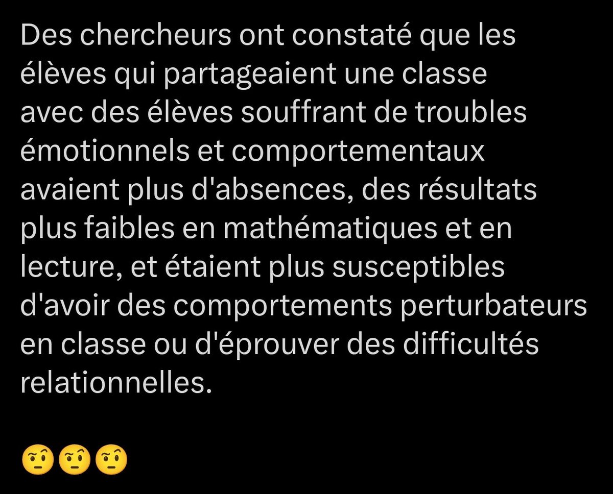 Quoi, l'inclusion impacterait le résultat des autres élèves ? On nous aurait menti ?