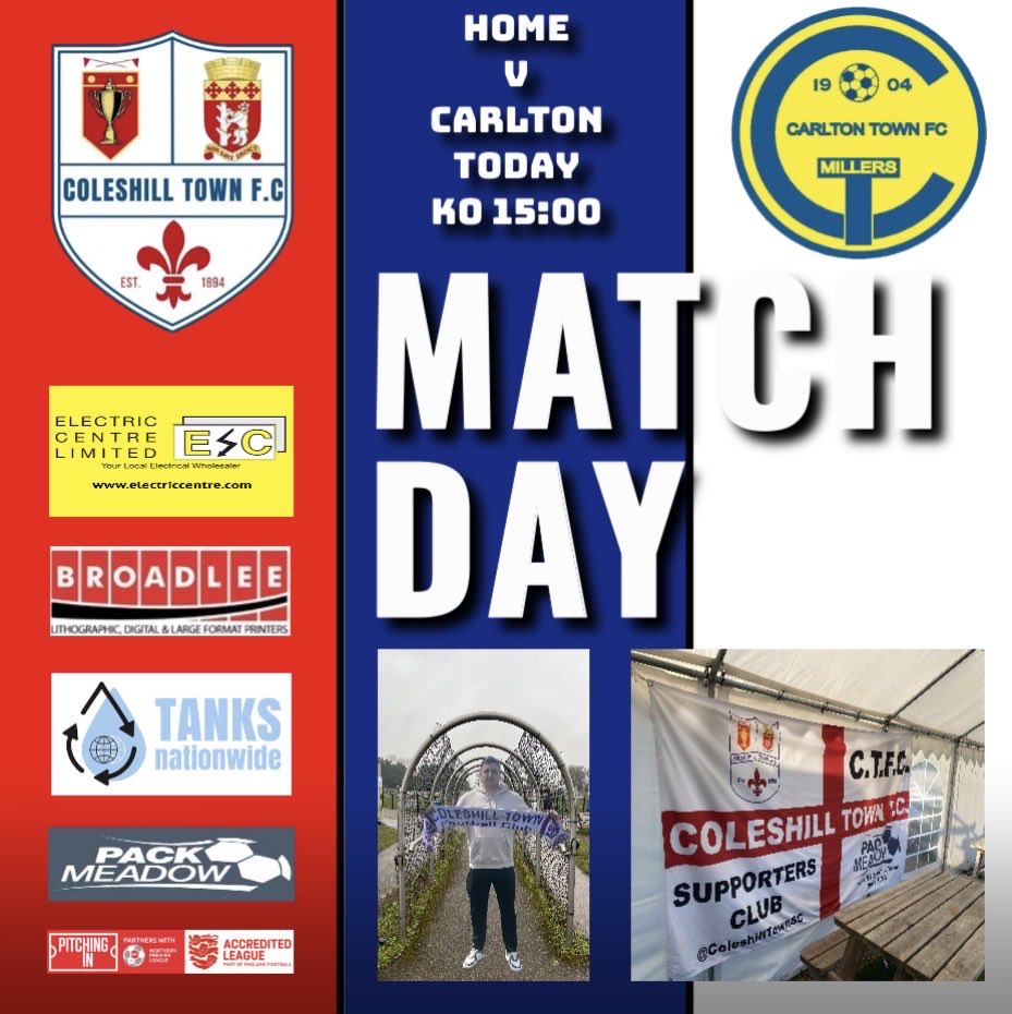 🚨 ⚽️  M-A-T-C-H-D-A-Y ⚽️ 🚨

Time to take on the league leaders Carlton. Let’s test ourselves, test the opposition and see where we stand after 90 minutes. Either way it’s sure to be a great game. Come and cheer the lads on!! 

🗓️ TODAY
🆚 <a href="/CTFC1904/">Carlton Town FC</a> 
🏆 <a href="/NorthernPremLge/">The Pitching In Northern Premier League</a> 
⌚