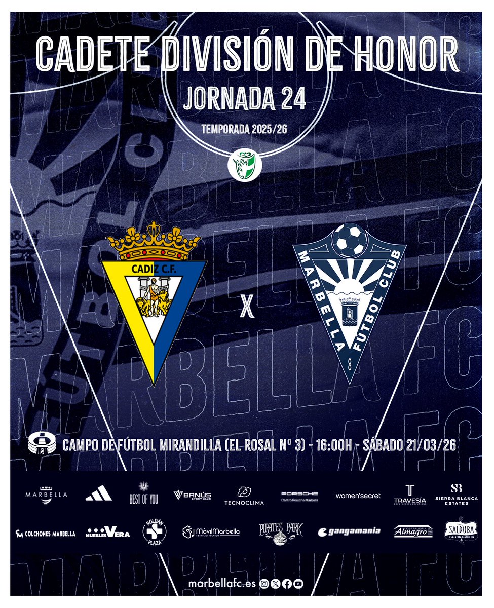 💥¡¡ 𝔼𝕤𝕥𝕖 𝕗𝕚𝕟 𝕕𝕖 𝕤𝕖𝕞𝕒𝕟𝕒 𝕛𝕦𝕖𝕘𝕒𝕟 𝕟𝕦𝕖𝕤𝕥𝕣𝕠𝕤 𝕖𝕢𝕦𝕚𝕡𝕠𝕤 𝕛𝕦𝕧𝕖𝕟𝕚𝕝 𝕝𝕚𝕘𝕒 𝕟𝕒𝕔𝕚𝕠𝕟𝕒𝕝 𝕪 𝕔𝕒𝕕𝕖𝕥𝕖 𝕕𝕚𝕧𝕚𝕤𝕚𝕠́𝕟 𝕕𝕖 𝕙𝕠𝕟𝕠𝕣 !! ⚽️

⚽️ 𝗝𝘂𝘃𝗲𝗻𝗶𝗹 𝗡𝗮𝗰𝗶𝗼𝗻𝗮𝗹
▶️ Jornada 2️⃣4️⃣
🗓 Domingo, 22 marzo
🆚 <a href="/MalagaCF/">Málaga CF</a> 
⌚️ 18:00