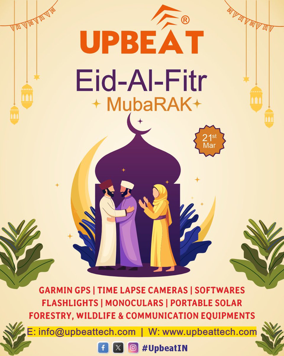 UpbeatIN's tweet photo. May this special day bring peace, happiness, and prosperity to everyone. Happy Eid Mubarak!

#upbeatin #garmin #garmingps #Brinno #brinnotimelapse #timelapsecamera #timelapsevideo #india #cameratrap #TrapCamera #forestryequipment #wildlifeequipment #binoculars #LaserRangefinder https://t.co/mkWYEBWGr8