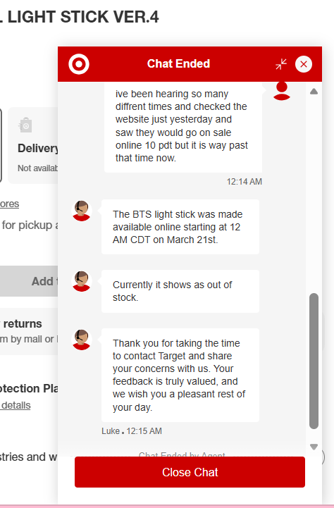 nyzoiii's tweet photo. @busanbunniee @Target i asked on the chat feature and this is what i was told absolutely nothing burger and bullshit ive been waiting since 9pm refreshing. this is so messy and professional. https://t.co/7RmQM2hLF8