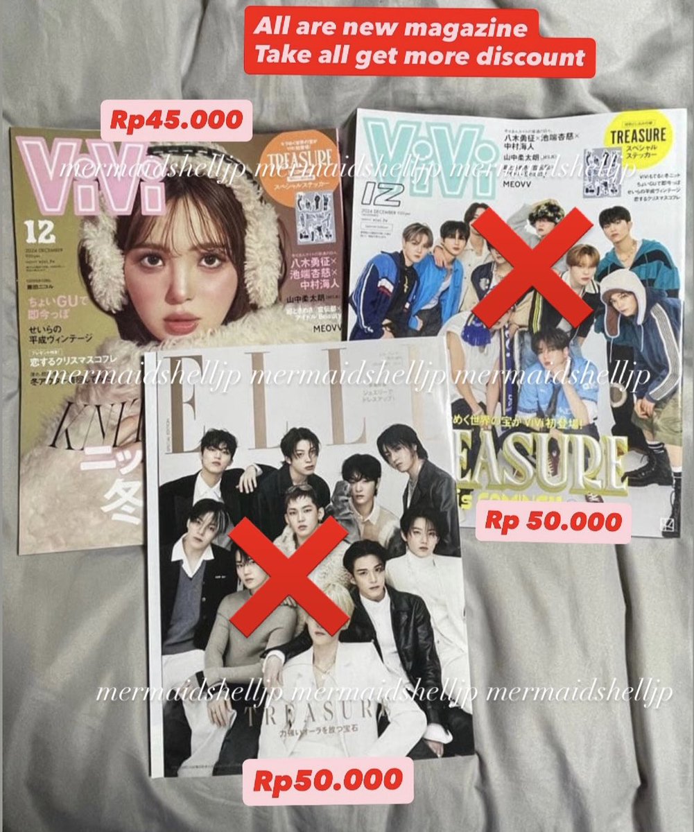 KyuToNdy's tweet photo. UPDATED ‼️
WTS | WTB AAB TREASURE
🏷️ Vivi Magazine 2024 December with Treasure article page and Treasure sticker as Bonus Rp 45.000
#wts #teumejajan #treasure #vivimagazine https://t.co/QIvvHDqTjv