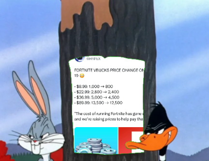 Pocalypseee's tweet photo. @Fortnite Don't try to ignore the elephant in the room about changing the prices, you made more grindy and sweatier for players to get some peak characters.... https://t.co/kdziqVAFfN