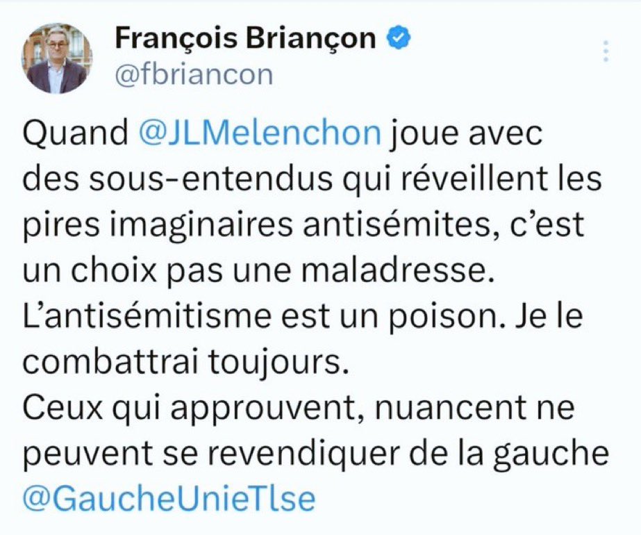 S'il respecte ses propres déclarations, Mr François Briançon ne peut donc plus se "revendiquer de gauche".
#Toulouse