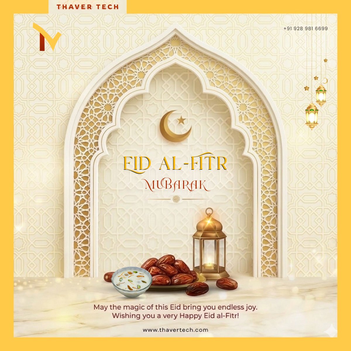 thavertech__'s tweet photo. Eid Mubarak! 🌙✨ May this beautiful occasion bring peace, happiness, and prosperity to you and your loved ones. Wishing you joy, success, and countless blessings today and always.
.
.
.
#EidMubarak #HappyEid #Eid2026 #FestiveVibes #Blessings #ThaverTech #Prosperity #Celebration https://t.co/4tgLbpUeT4