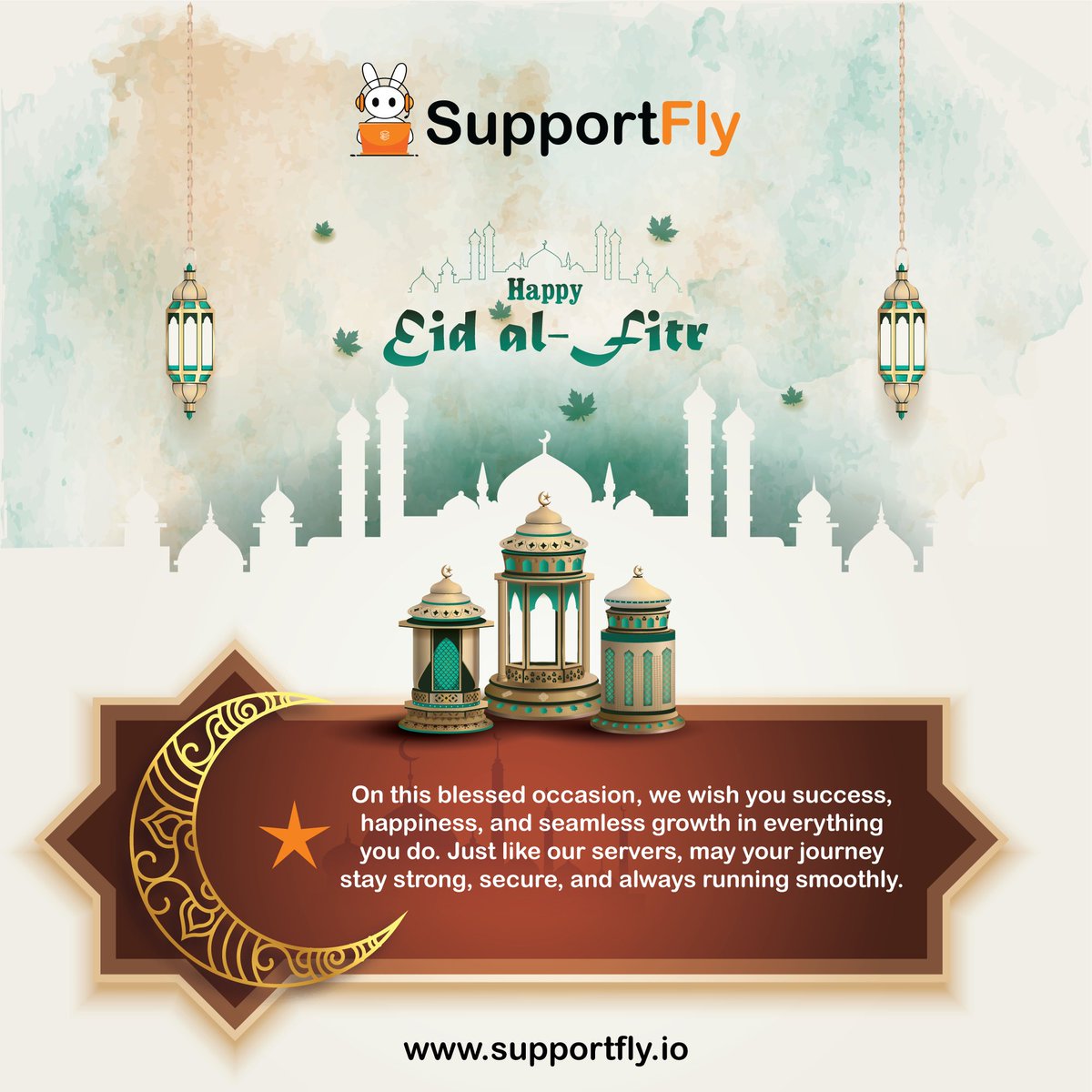 SupportflyIT's tweet photo. 🌙 Eid Mubarak from SupportFly!

On this blessed occasion, we wish you success, happiness, and seamless growth in everything you do. Just like our servers, may your journey stay strong, secure, and always running smoothly.
.
#EidMubarak #Eid2026 #SupportFly #ServerManagement https://t.co/waY1DVQQ8b