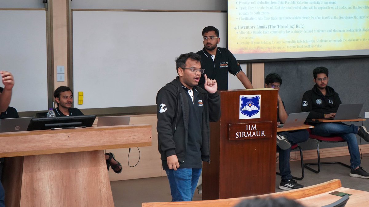 IIM_Sirmaur's tweet image. Finserve conducted Barter Charter 5.0, a strategy and trading challenge testing negotiation and #DecisionMaking. Team PP Morgan emerged as winners, followed by hedge fund007 and Vector, showcasing strong #StrategicThinking and competitive spirit.