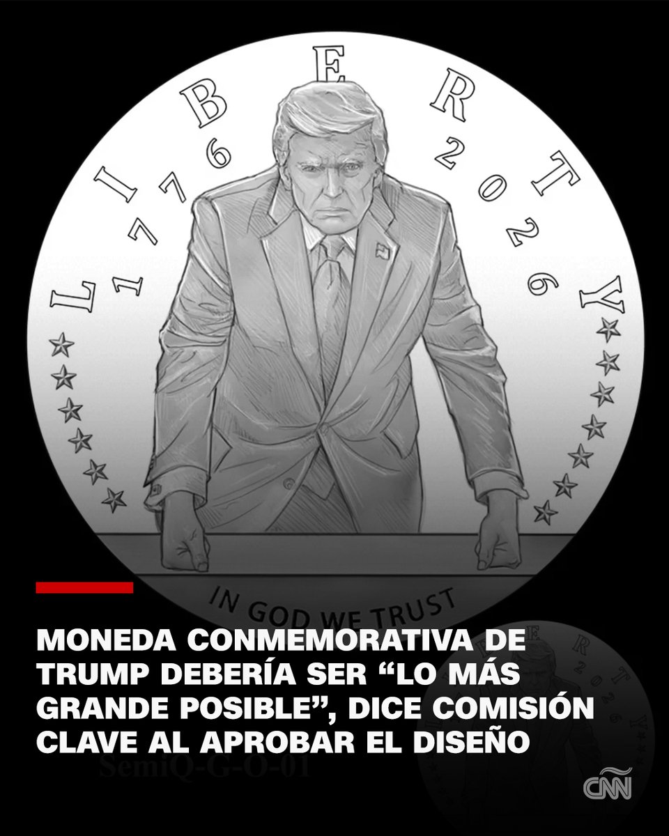 CodNoticiasCol's tweet photo. #Internacional - La moneda aprobada presenta una imagen de #Trump de pie con los puños sobre su escritorio. En la parte superior de la #moneda  aparece la palabra “LIBERTY” (Libertad), sobre las fechas 1776 y 2026. En el reverso se muestra un águila.

#tendencia #noticiaviral https://t.co/nwEM9nUQk5