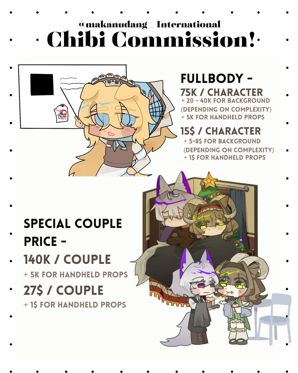 makanudang_'s tweet photo. Kafka International Chibi Commission!
Hello hello, i recently updated my commission sheet, please take a look! 

additional information below! i will be taking up to 3 slot at the moment! Shares will be highly appreciated
@CmsnArtist_Id https://t.co/YWjjNnE1AQ