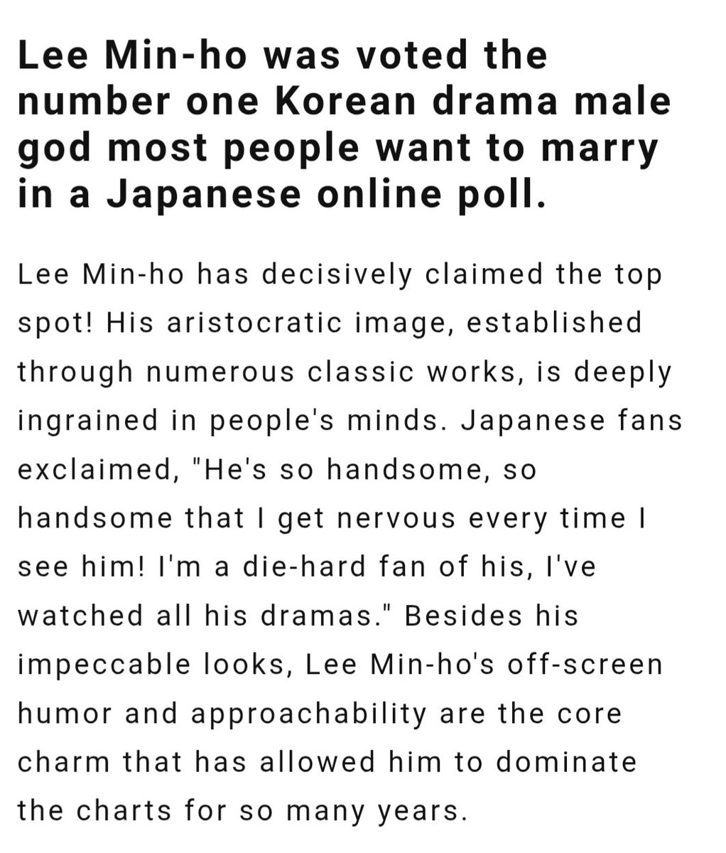 Top10 Kdrama male gods most desired to marry
TOP1 #LeeMinHo
His aristocratic image is deeply ingrained in people's minds.Besides his impeccable looks,his off-screen humor&amp;approachability are core charm that allowed him to dominate d charts for many yrs🖤
🔗beauty321.com/post/71710