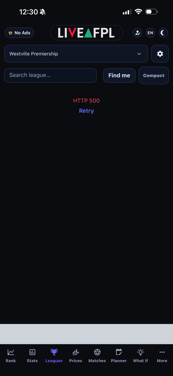 DylanGouws's tweet photo. @LiveFPLnet this particular league of mine of the app isn’t loading since yesterday but my others are. Any advice on how to fix it? https://t.co/0gGU5cDvTX
