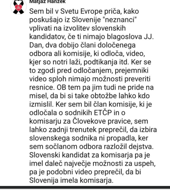 Pričevanje Matjaža Hanžka.