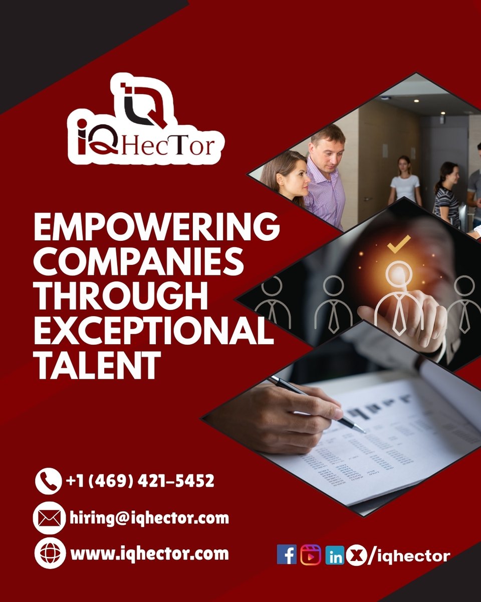IqhectorH's tweet image. Empowering your business with smart staffing solutions 🚀 connecting skilled talent with the right opportunities 🤝

For more info, Reach us at:
📞 +1 (469) 421 - 5452
📧 hiring@iqhector.com
🌐 iqhector.com

#staffing #solutions #iqhector #iqhectortechnologies