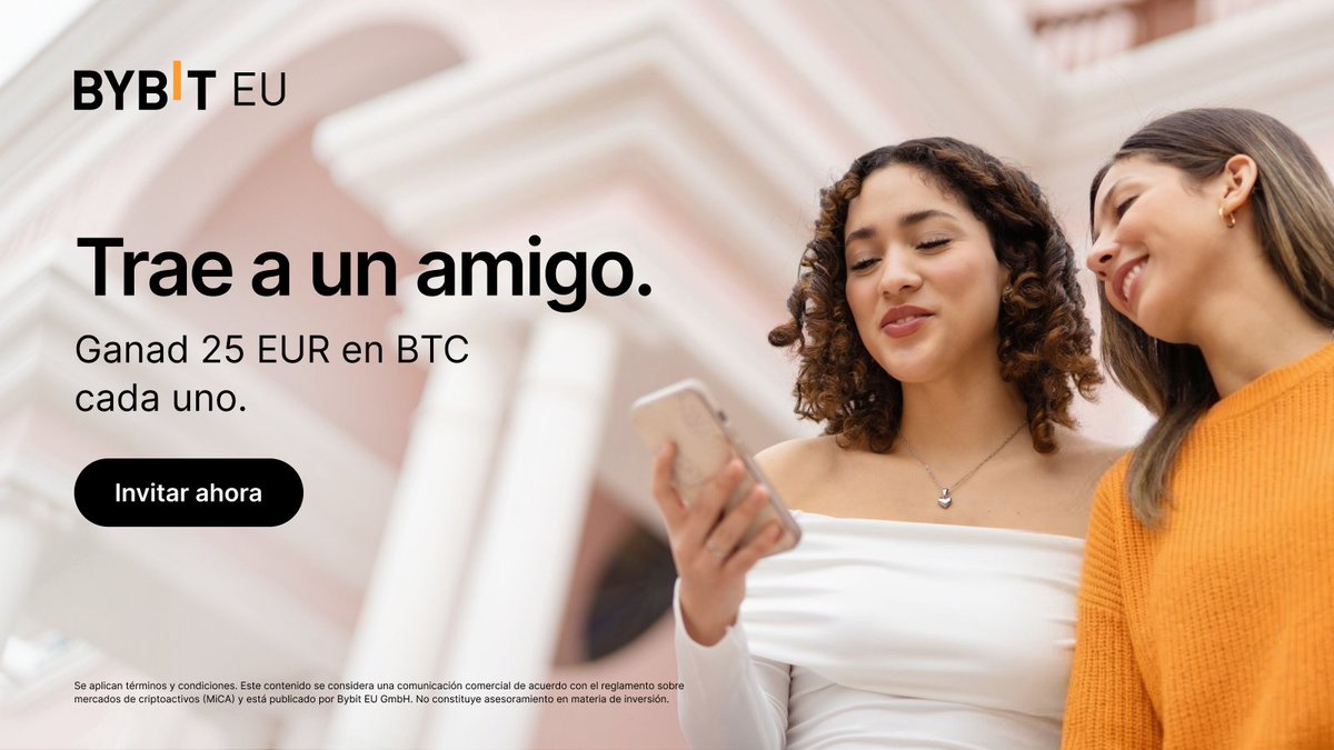 Nuevas reglas. El mismo objetivo: crecer juntos. ✦

Invita a un amigo a Bybit EU y, cuando realice una recarga de 100 € en un plazo de 7 días, ambos recibiréis 25 € en BTC.
Disponible para un máximo de 20 referidos válidos al mes.

🤝 Invita y gana: i.bybit.eu/179abblQ