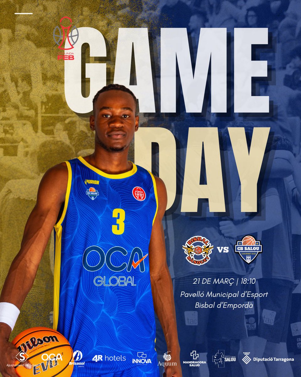 CbSalou's tweet photo. SEGONA FEB | GAME DAY

🚍 Fora de casa.
💙 SEGUIM CREIENT!

🏆 J22 | SEGONA FEB
📅  Dissabte 21 de març 
⌚️ 18:10 h
📍 Pav. Municipal La Bisbal 
🆚 @bisbalbasquet 

•
•
•

Amb el suport de la Diputació de Tarragona

#somsalou #sempreendavant #seguimcreient #juntsfenthistòria https://t.co/PJAUizQsTr