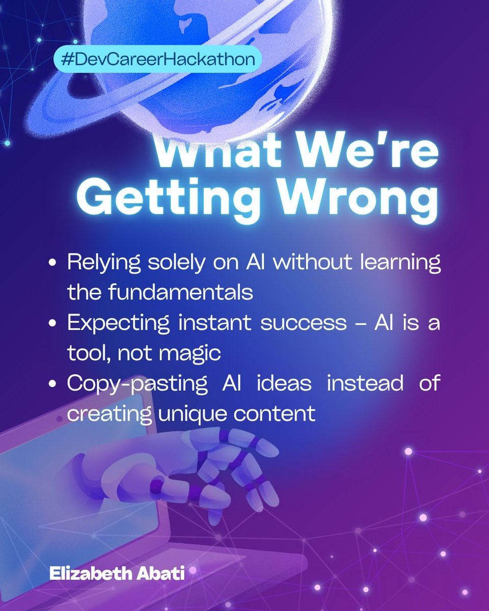 AMBetty442's tweet photo. Everybody is using AI now… but not everybody is using it well.

I wrote about what young Africans are getting right (and wrong) with AI 

If you’re using AI or planning to, this is for you:

@dev_careers @raenest #DevCareerHackathon https://t.co/3PduSkYEfZ