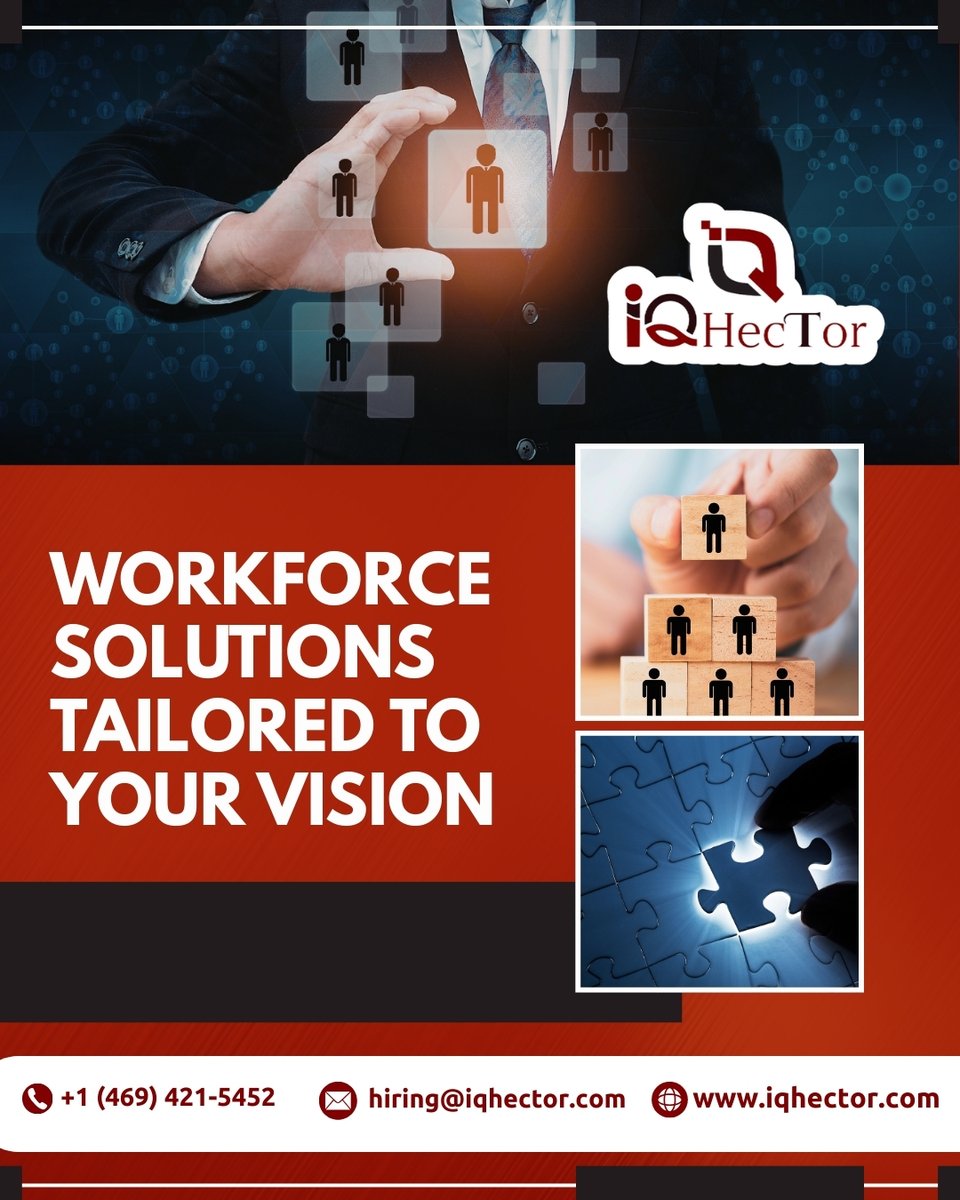 IqhectorH's tweet image. Empowering businesses with reliable staffing solutions, connecting skilled talent to the right opportunities

For more info, Reach us at:
📞 +1 (469) 421 - 5452
📧 hiring@iqhector.com
🌐 iqhector.com

#staffing #solutions #iqhector #iqhectortechnologies #training