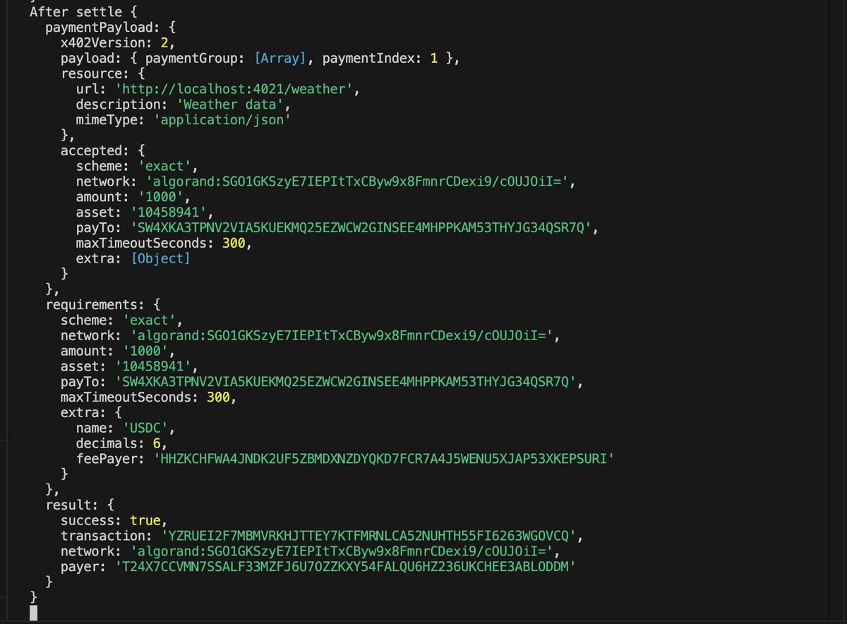 ganainmtech's tweet image. The next era of payments on the internet might look like this.. 📢

Think AI agents paying for APIs, data marketplaces, or pay-per-request services 📊

No checkout page ✅
No payment processor ✅

Just an HTTP 402 Payment Required and settlement on #Algorand 👇 Read more!

The