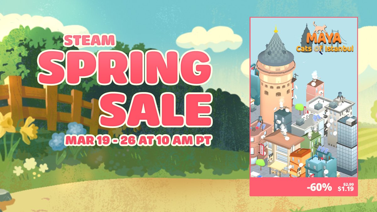 Unahsoft's tweet photo. The Biggest #springsale on Steam 🐈...

#indiegame #indiedev #steam #steamsale https://t.co/q5pCaZElH5