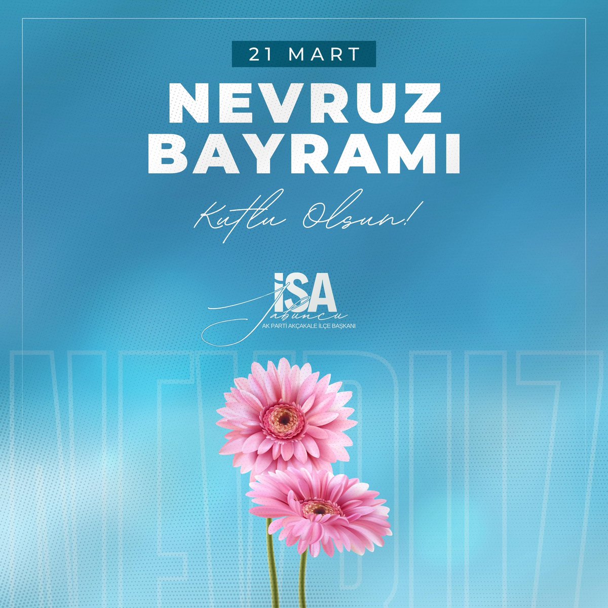 Nevruz; birlik ve beraberliğin pekiştiği, kardeşlik duygularının güçlendiği, umutların yeniden yeşerdiği anlamlı bir gündür.

Baharın müjdecisi olan Nevruz’un milletimize huzur, ülkemize bereket ve geleceğimize umut getirmesini temenni ediyor; taşıdığı kardeşlik ve dayanışma