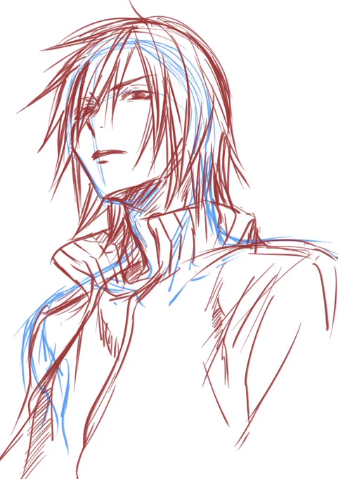 顔の角度の目安のために描いてますね