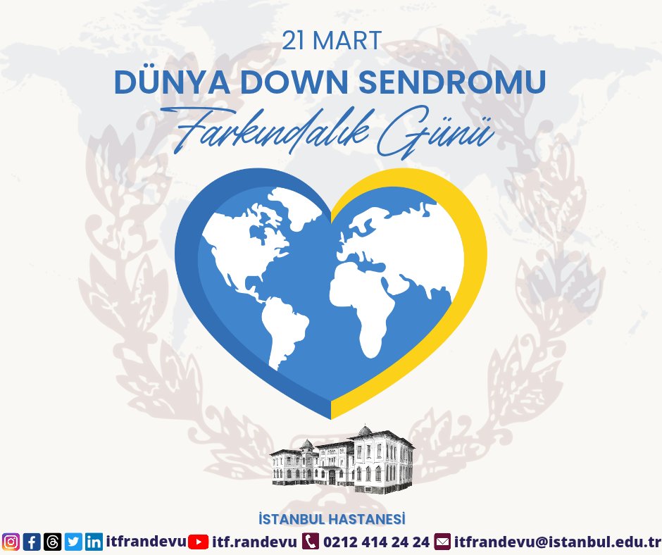 itfrandevu's tweet photo. 21 Mart Dünya Down Sendromu Günü 💛

#21Mart #DünyaDownSendromuGünü #Farkındalık #EngelsizYaşam #İstanbulHastanesi
                 https://t.co/f5OSbPHmCy https://t.co/algTlV3Ger