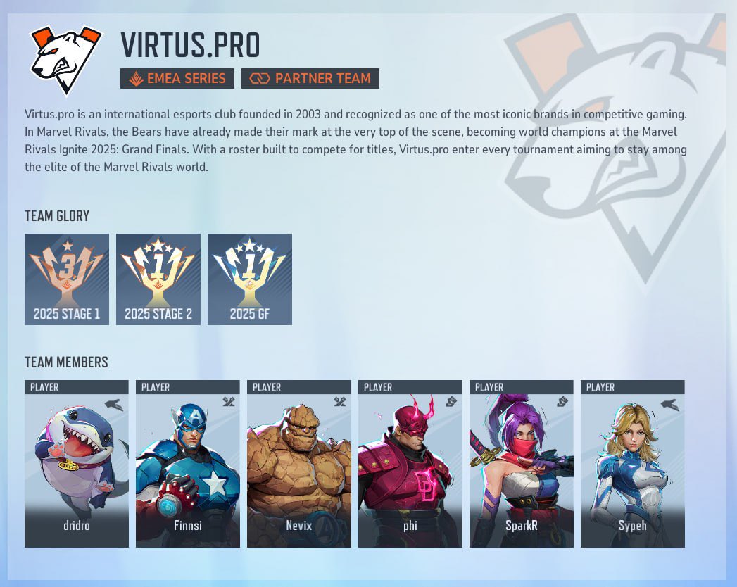 Virtus.pro Marvel Rivals tweet media