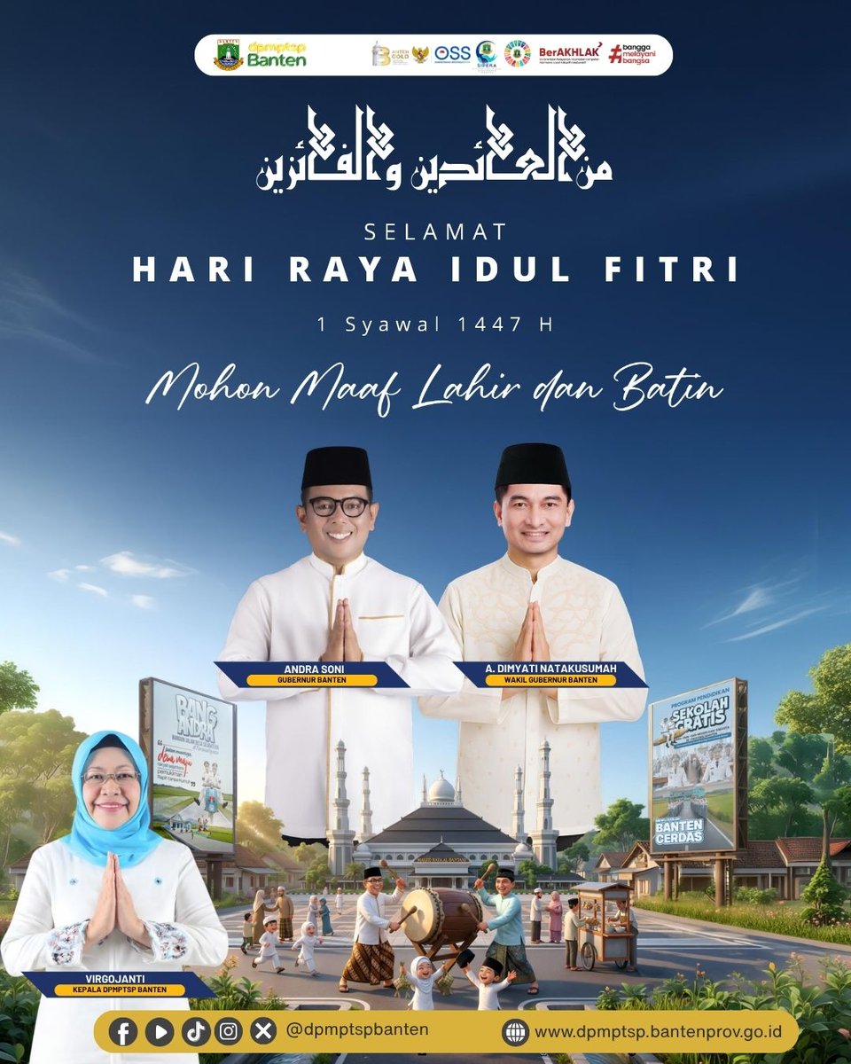 erratvic's tweet photo. Selamat Hari Raya Idulfitri 1 Syawal 1447 Hijriah, Sobat Investasi Banten! Mohon maaf lahir dan batin. #DpmptspBanten, #BantenGold https://t.co/yfZX3ZtBop